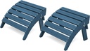 KINGYES Folding Adirondack Ottomans Set of 2 for Adirondack Chair, Navy