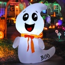 GOOSH 4 FT Halloween Inflatable Cute Ghost Outdoor Decorations Blow Up Yard Ghost with Built-in LEDs for Indoor Garden Lawn Party Decor