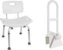 FSA/HSA Eligible, Vaunn Medical Ajustable Shower Chair and Bathtub Safety Rail Bundle