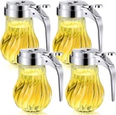 4 Pack Syrup Dispensers Glass Honey Jar Bottle Maple Sugar Dispenser 6 oz Retracting Spout Syrup Containers Pitcher For Milk Coffee Home Restaurant Kitchen Bar Oil Condiment (Delicate Style)