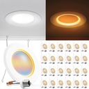 Sunco 24 Pack 6 Inch Recessed Light with Night Light, LED Can Lights Retrofit Lighting, 1000 LM, 12W, Selectable CCT 2700K/3000K/4000K/5000K/6000K, Dimmable, Damp Rated ETL