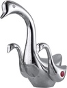 Bathroom Sink Faucet Chrome Dual Handles Lever Swan Duck Goose-Neck Waterfall One Hole Bath Lavatory Basin Mixer Tap Deck Mount Supply Line Commercial