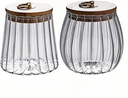 ANSQU 2-Pack Sugar Containers with Bamboo Lids, 23.7oz Sugar Bowl Coffee Canister Glass Food Storage Jars Candy Jar, Decorative Jars for Coffee Bar Accessories