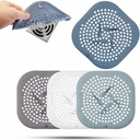 Drain Cover with Suction Cups, 4 Pack Hair Catcher Shower Drain Strainer Protector with TPR Material for Bathroom, Bathtub, Kitchen Sink, Easy to Clean, Household Use (Blue, Grey, Green, White)