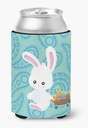 Caroline's Treasures BB6898CC Easter Rabbit Paisley Blue Can or Bottle Hugger Cooler Washable Drink Sleeve Collapsible Beverage Insulated Holder, Can Hugger, Multicolor