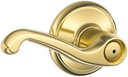 SCHLAGE F40 Flair Right Hand Privacy Lock with 16080 Latch 10027 Strike Bright Brass by Bright Chrome Finish