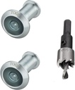 TOGU 2PCS of 220-degree Solid Brass Peep Holes for Door with 16mm Drill Bit, Compatible with Door Thick from 1-3/8" to 2-1/6", Satin Chrome Finish