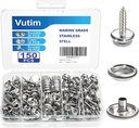 150 PCS Canvas Snap Fastener Tool Set, Vutim Marine-Grade 3/8" Stainless Steel Snaps, Metal Snap Fastener Kit, Leather Repair Kit for Boats, Canvas, Leather Goods, Tents, and Awnings