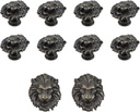 T Tulead 10 Pcs Lion Head Shaped Drawer Knobs, Zinc Alloy Decorative Cabinet Knobs with Screws, Vanity Knob for Wardrobe, Cupboard (Lion Head, Copper Color)