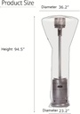 Patio Heater Waterproof with Zipper Outdoor Heater Cover Heavy Duty Tear-Proof, Anti-Snow, Wind-Resistant Dust-Proof Cover for Patio Heater (94.5" Height x 36.2" Dome x 23.2" Base)