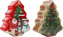 Christmas Tree-Shape Tin Box Set of 2 Cookie Candy Storage Containers For Holiday Decorative
