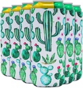 6 Pack Slim Can Coolers Skinny Can Sleeve 12oz Insulator Can Cooler Soft Neoprene Skinny Beer Coolies Cover Thick Tall Beverage Holder Bag for Energy Drink & Beer Cans, Cactus