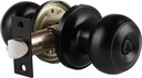 Probrico Door Knobs with Lock and Keys, Flat Black Door Lock Knob for Entry Bathroom Bedroom, Round Ball Knob 1 Pack