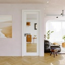 28" x 80" Slab Door, One Side Mirror Interior French Door, Pre-Finished Paintable Single Panel for Utility Room Pantry Closet as Prehung, Pocket, Bifold, Barn Doors-Shaker w/o Hardware, White Doors