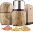 COOL KNIGHT Electric Herb Grinder [Large Capacity/High Rotating Speed]-Electric Grinder for Spices and Herbs (Wood grain 2)