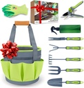 Garden Tool Set, 9 Pieces Steel Hand Tools Heavy Duty with Tote Bag, Must-Have Garden Tool Set, Special Gardening Set Women Gift, Gardening Planting Tool Set Organizer