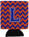 Caroline's Treasures CJ1044-LCC Letter L Chevron Orange and Blue Can or Bottle Hugger Cooler Washable Drink Sleeve Collapsible Beverage Insulated Holder, Can Hugger, Multicolor