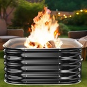 16.5''Tall Fire Pit Ring for Outside - 27IN Heavy Duty Square Wood Burning Firepit &Outdoor Fireplaces,High Heat Resistant,Galvanized Steel Metal Bonfire Pits Portable for Camping,Backyard,Beach,Patio