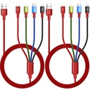 Multi Charging Cable 3.5A, [2Pack 6Ft] 4 in 1 Multiple Charging Cord Braided Multi USB Cable Adapter with Lightning/Type C/Micro Ports for Cell Phones/iPhone Series/Samsung Galaxy/PS/Tablets & More