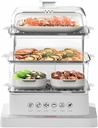 Electric Food Steamer 800W, 3 Tier Touch Screen Steam Box, 12-Hour Timer, 40L Capacity, Multifunctional for Healthy Cooking