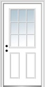 National Door Company, Right-Hand Inswing, Primed Fiberglass Smooth, 9 Lite 2-Panel External Grilles, Clear Low-E Glass, Prehung Entry Door on 6-9/16" Composite Frame, 32" x 80"