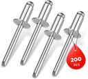 WORKPRO 200Pcs Aluminum Blind Rivets, 1/4" x 1/2" Pop Rivets Assortment, Aluminum Grip and Steel Mandrel, for Metal, Marine Boat, Automotive, Railway, and Duct Work- Pack of 200, Silver