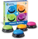 Learning Resources Answer Buzzers - Set of 4, Ages 3+, Assorted Colored Buzzers, Game Show Buzzers, Perfect for Family Game and Trivia Nights, for Kids