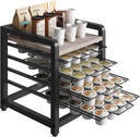 Coffee Pod Drawer Holder, 4 Tier Organizer for K Cup, 80 Pods Capacity, Spacious Storage Rack for K Cup, Space Saving, Easy Assembly, for Kitchen, Greige and Black KH04BG