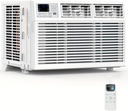 Kndko Window Air Conditioner, 8000 BTU AC Unit with Remote Control for Rooms up to 350 sq ft. High Cooling Capacity, 4 Modes, LED Display, 24H Timer, Reusable Filter, Easy Install Kit