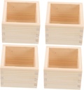 Healifty 4Pcs Wooden Sake Box Japanese Square Sake Cup Holder for Sushi and Sake Sturdy Design for Gatherings Portable Tableware for Home and Restaurant Use