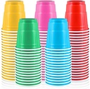 100 Pack 2 oz Plastic Shot Cups, Mini Disposable Shot Glasses, 2 oz Party Mini Cups for Bachelorette Party, Birthday, Parties Favor, Baby Shower Supplies (Multi Colors)