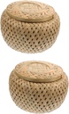 Ciieeo 2pcs Natural Bamboo Woven Storage Basket Lid Small Fruit Basket for Decor Desktop Bread Box