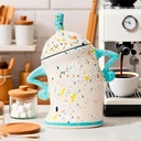Sassy Handmade Ceramic Storage Canister with Attitude, Airtight Coffee Kitchen Canister for Sugar, Flour, Tea,Nuts (Cyan)
