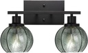 Glass Bathroom Light Fixtures 2-Light Black Vintage Bathroom Vanity Light Fixtures Green Glass Globe Mid Century Wall Sconce for Living Room Hallway Bedside
