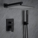 Fransiton Shower Faucet set with Shower head 10 Inches Rainfall Shower Head and Handle Set Single Handle Wall Mounted Shower System Set with Female Threads Valve Body(Matte Black)