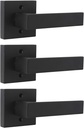 Probrico Matte Black Square French Half-Dummy Handles, Non-Turning Stainless Steel Single Interior Dummy Levers, Heavy Duty Closet Balcony Pantry Hardware(Exposed Screws, 3 Pack)