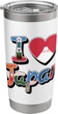 Japanese I Love Japan Sakura Cherry Blossom Mt Fuji Sake Stainless Steel Insulated Tumbler