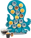 Made Easy Kit Front Facing Countertop Coffee Pods Holder - Compatible with K-Cups Practical meets Whimsical - Coffee Bar Decor for Home Café Kitchen Nook (Blue Octopus)