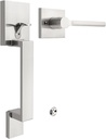 Square Satin Nickel Door Handleset with Lever, Upgrated Entry Handleset, Adjustable Hole Space, Zinc Alloy & Reversible Handle Lever, 1 Pack