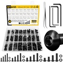 Mywish 900Pcs Metric Screw Assortment Kit, M3 M4 M5 M6 Bolts Nuts & Flat Washers, Grade 10.9 Alloy Steel Hex Socket Head Screws, Wrenches, Fully Threaded, Black Nuts and Bolts Assortment Kit