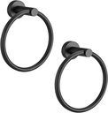 Matte Black Towel Ring – Wall Mounted Hand Towel Holder for Bathroom & Kitchen – SUS304 Stainless Steel Towel Rack – Rustproof Round Towel Hanger for Bathroom Wall - 2 Pack