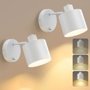 LIGHTESS Wall Sconces Set of Two with Switch, Dimmable Indoor Hardwired Wall Sconce, Industrial Wall Lights for Bedroom, Living Room, Bathroom, Hallway, Kitchen (Not Included Bulb)