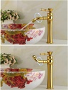 Bathroom Tall Vessel Bowl Sink Faucet with Luxury Gold Tap Single Handle,One Hole Lavatory Basin Vanity Mixer Tap