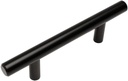 Cosmas 10 Pack 305-96FB Flat Black Cabinet Hardware Euro Style Bar Handle Pull, 3-3/4" Inch (96mm) Hole Centers, 6-1/8" Overall Length