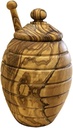 Naturally Med Olive Wood Honey Pot and Honey Dipper Set