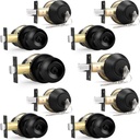Probrico Entry Door Knob Lock Set and Double Cylinder Deadbolt Combination Keyed Alike Handleset for Outside Gate and Front Door 5 Pack, Flat Black