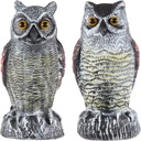 Hedoc 2 Pack Fake Owl Decoys to Scare Birds Away, Great Horned Owl Bird Deterrents, Nature Scarecrow Plastic Pest Repellent, Garden Decor and Yard Decoration for Gardens and Rooftops