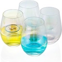 G Iridescent stemless wine glasses set of 4 Unique Cute Gift Idea for Her Women Mom Wife Sisters Friends Red White Juice Water Iced Tea Beverage Tumbler Wedding Party
