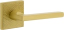 Viaggio QADMHMMIL_SD_RH Quadrato Hammered Right Handed Solid Brass Non-Turning One-Sided Dummy Door Lever with Milano Lever and Quadrato Hammered Backplate - Satin Brass