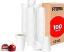 12 Oz Foam Cups (100 Pack) Lightweight Insulated Foam Cups for Coffee, Cold Drinks & Other Hot Beverages - Disposable Drinking Cups for Parties, Picnic, BBQ, Travel, & Events (100 Pack)